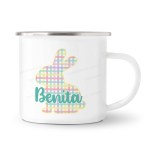 Colorful Checkered Bunny Enamel Mug