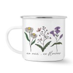 No Rain No Flowers - Vintage Flowers - Enamel Mug